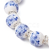 Handmade Flower Printed Porcelain Ceramic Beaded Stretch Bracelet BJEW-JB11063-4