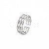 304 Stainless Steel Bamboo Shape Open Cuff Ring for Women RJEW-S405-201P-3