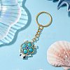 Handmade Glass Seed Beads & Synthetic Turquoise Turtle Pendant Keychain KEYC-MZ00024-02-2