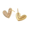 Rack Plating Heart Brass Stud Earrings EJEW-N055-37G-RS-2