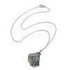 Natural Mixed Gemstone Nugget Pendant Necklace with 304 Stainless Steel Chains NJEW-JN04385-3