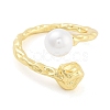 Rack Plating Textured Brass Open Cuff Rings KK-S371-07G-2