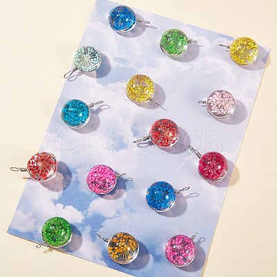 20Pcs 10 Colors Transparent Glass Pendants GLAA-SZ0001-71-1