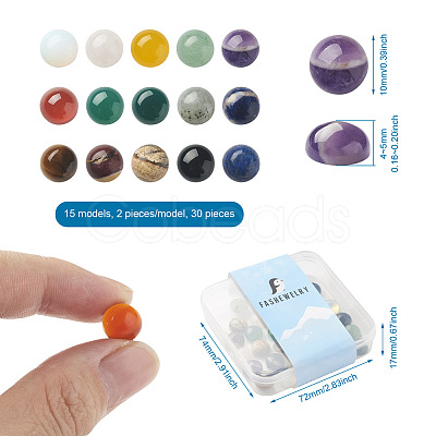 Fashewelry 30Pcs 15 Style Natural & Synthetic Gemstone Cabochons G-FW0001-12B-1