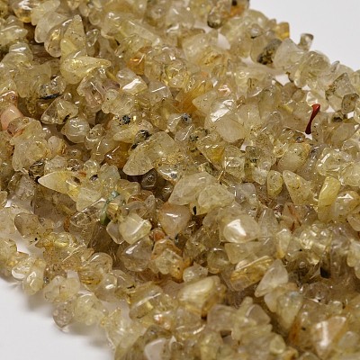 Chip Natural Gold Rutilated Quartz Beads Strands G-N0134-29-1