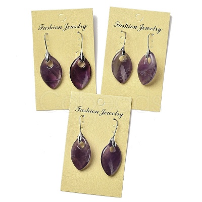 Natural Amethyst Horse Eye Dangle Earrings EJEW-I315-01P-01-1