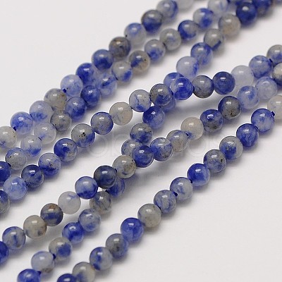 Natural Gemstone Blue Spot Jasper Round Beads Strands G-A130-2mm-21-1