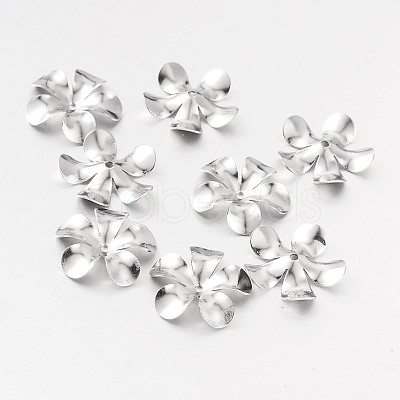 Tarnish Resistant Flower 5-Petal 316 Surgical Stainless Steel Bead Caps X-STAS-M257-01-1