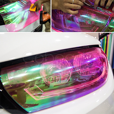 BENECREAT 2Pcs 2 Colors Iridescent Plastic Car Headlamp Sticker DIY-BC0012-20-1