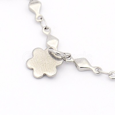 Tarnish Resistant 304 Stainless Steel Flower Charms Bracelets BJEW-J107-10-1