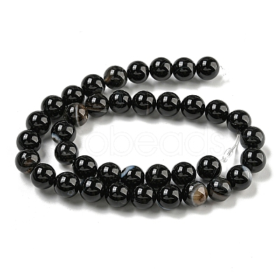 Natural Black Agate Beads Strands G-G391-10mm-01-1