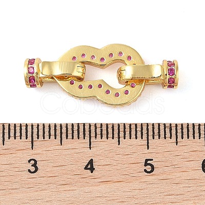 Rack Plating Brass Micro Pave Clear Cubic Zirconia Fold Over Clasps KK-S384-17G-1