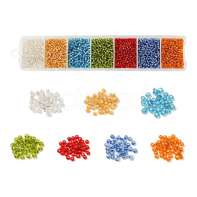 3500Pcs 7 Colors 12/0 Glass Round Seed Beads SEED-YW0001-23-1