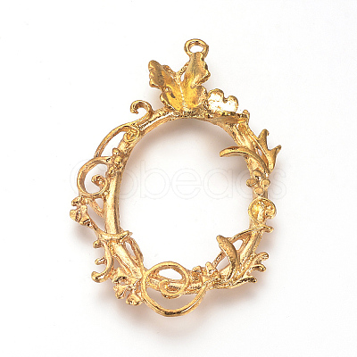 Alloy Open Back Bezel Big Pendants PALLOY-R098-56G-1