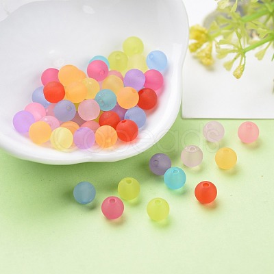 6mm Mixed Transparent Round Frosted Acrylic Ball Bead X-FACR-R021-6mm-M-1