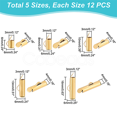 Unicraftale 60Pcs 5 Size 304 Stainless Steel Slide On End Clasp Tubes STAS-UN0040-50-1