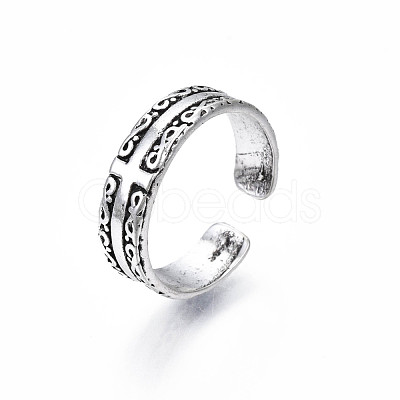 Cross Alloy Open Cuff Ring for Women RJEW-T009-25AS-1