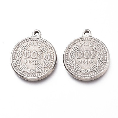 Non-Tarnish 201 Stainless Steel Coin Pendants STAS-Z019-13P-1