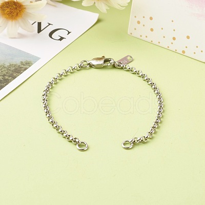 Tarnish Resistant Handmade 304 Stainless Steel Rolo Chain Bracelets Making Accessories AJEW-JB01026-01-1