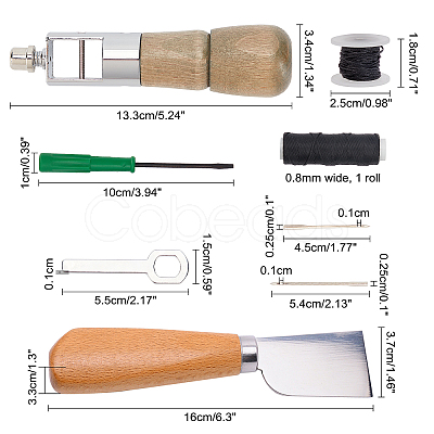 Nbeads Stainless Steel Sewing Awl Hand Stitcher Repair Tool Kit TOOL-NB0001-65-1