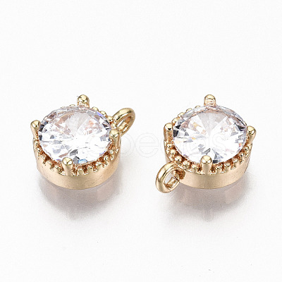 Brass Glass Rhinestone Charms GLAA-S179-32-RS-1