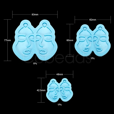 3Pcs 3 Style Abstract Face Silicone Molds DIY-LS0003-13-1