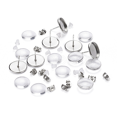 DIY 50Pairs Flat Round Earring Making Kits DIY-YW0001-90P-1