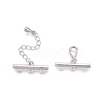 Anti-Tarnish Rhodium Plated 925 Sterling Silver Necklace Layering Clasps STER-N016-14P-1