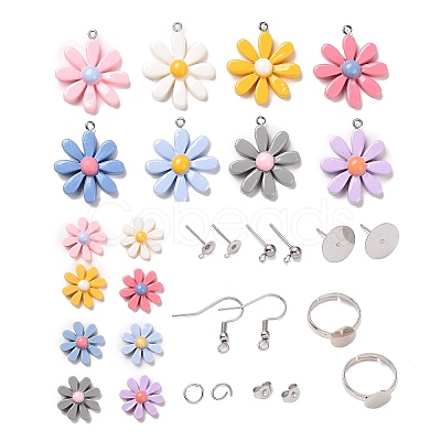 DIY Flower Earring Finger Ring Making Kit DIY-SZ0008-69-1