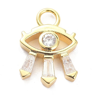 Brass Micro Pave Clear Cubic Zirconia Pendants ZIRC-P085-13G-1