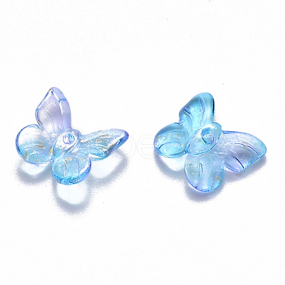 Two Tone Transparent Spray Painted Glass Charms GLAA-T016-22C-1