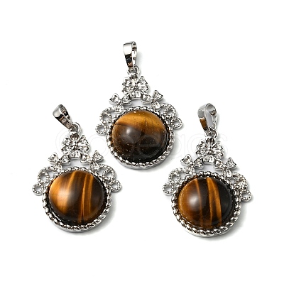 Natural Tiger Eye Pendants G-P498-01P-06-1