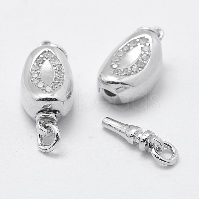 Anti-Tarnish Rhodium Plated 925 Sterling Silver Cubic Zirconia Box Clasps STER-F037-062P-1