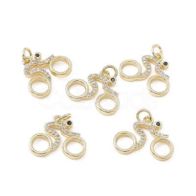 Brass Micro Pave Clear Cubic Zirconia Pendants KK-E068-VB133-1