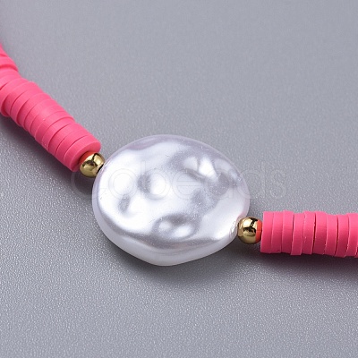 Handmade Polymer Clay Heishi Beaded Necklaces NJEW-JN02508-1