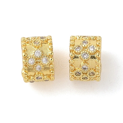 Rack Plating Brass Micro Pave Cubic Zirconia European Beads KK-E113-03G-1