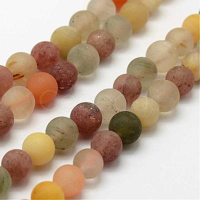 Natural Rutilated Quartz Beads Strands G-K193-8mm-11-1