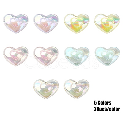 100Pcs 5 Colors Transparent Acrylic Beads TACR-YW0008-10-1