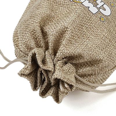 Christmas Printed Burlap Packing Pouches Drawstring Bags ABAG-Q053-02B-12-1