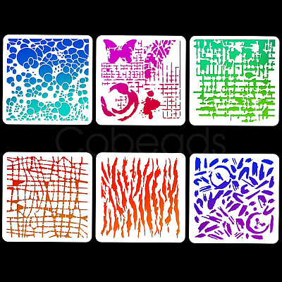 6Pcs 6 Styles PET Hollow Out Drawing Painting Stencils DIY-WH0416-0020-1