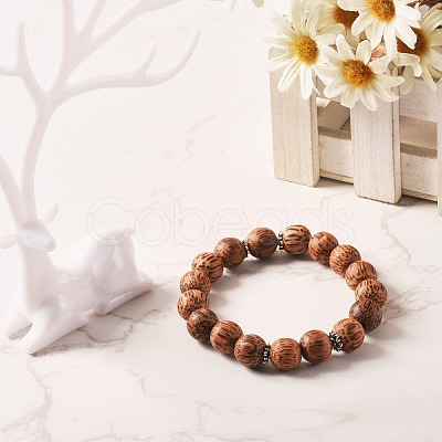 Natural Coconut Wood Beads Stretch Bracelets BJEW-JB06642-02-1