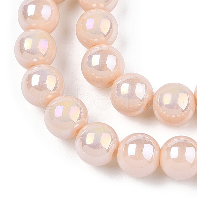 Electroplate Opaque Glass Beads Strands GLAA-T032-P10mm-AB09-1