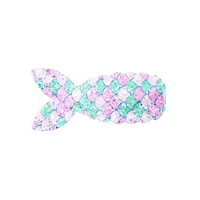 Fish Scale Shiny Cloth Snap Hair Clips PW-WG87473-08-1