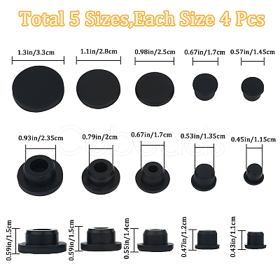 Gorgecraft 20Pcs 5 Style Silicone Hole Plugs AJEW-GF0008-06B-1