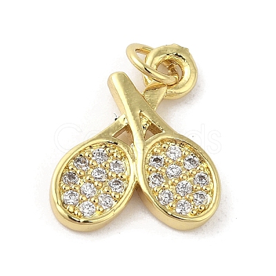 Rack Plating Brass Micro Pave Cubic Zirconia Pendants KK-C052-33A-G-1