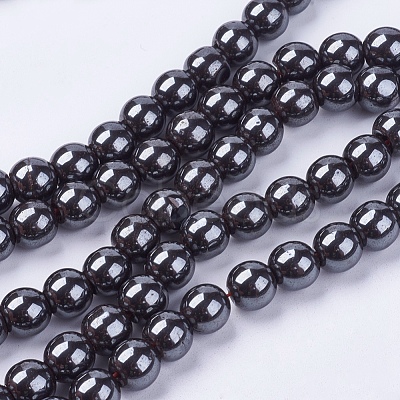 Non-magnetic Synthetic Hematite Bead Strands G-R193-19-8mm-1