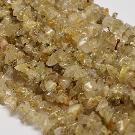 Chip Natural Gold Rutilated Quartz Beads Strands G-N0134-29-1
