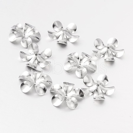 Tarnish Resistant Flower 5-Petal 316 Surgical Stainless Steel Bead Caps X-STAS-M257-01-1