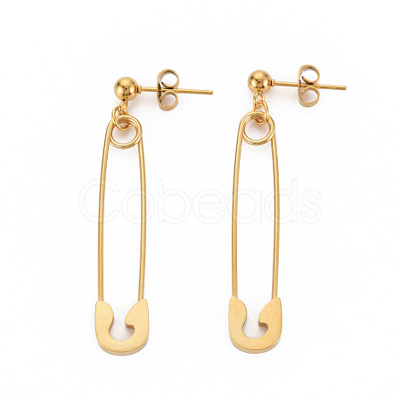 304 Stainless Steel Safety Pin Dangle Stud Earrings for Women EJEW-N016-031LG-1