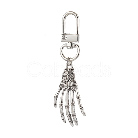 Halloween Themed Alloy Skeleton Hand Pendant Decorations HJEW-JM02147-1